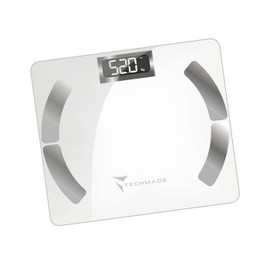 Personal Scales Digital Scales Impedentiometric Intelligent Wireless for iOS and Android with Indices for Measuring Fat Mass, Slim Mass and Basal Metabolism, White