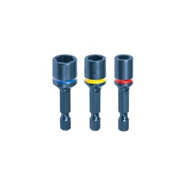 Malco GoBlue Hex Drivers, 1/4", 5/16", and 3/8" SAE Hex Sizes, 2" Shaft Length, 3 Piece Set, Spring Loaded Magnet, S2 Impact-Grade Hardened Steel (MALCOMBO11)