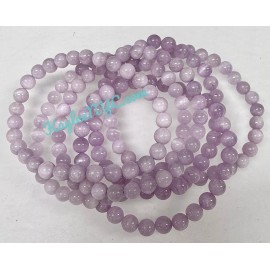 kaylernyc Wholesale 6 Pcs Natural Kunzite 6mm  7.5” Crystal Bracelet Healing Energy