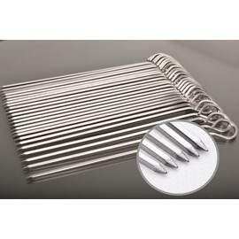 HONSHEN 24 pack Square Grilling Skewers, 8 inch Stainless Steel Skewers for Grill, Beef, Grilled Chicken, Grilled Vegetables (Square BBQ 24P, 8inch)