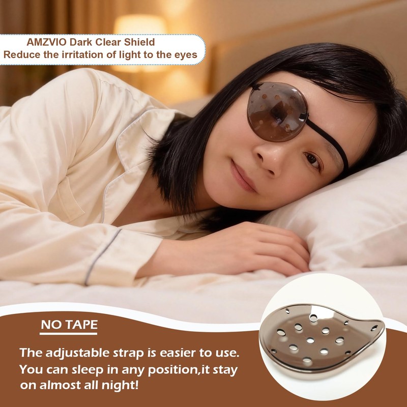 AMZVIO 2pcs Eye Shield After Cataract Surgery Dark Clear Eye