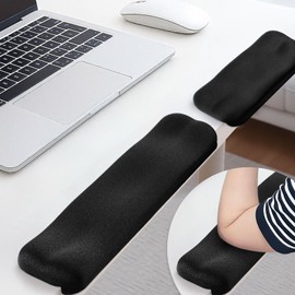 Wave-Design Desk Elbow Pads - L-Shaped Memory Foam Desk Edge Cushion for Forearm & Wrist Support, Ergonomic Desk Arm Rest for Office Gaming Desk (Black)