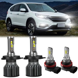 SHENKENUO For Honda CRV 2007 - 2014 LED Headlight Bulbs Kit Hi/lo Beam + Fog Light Combo