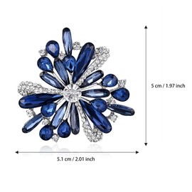 Mecool Women Vintage Diamond Brooch Pins Elegant Simulated Crystal Brooches-Blue