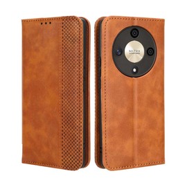 PEIYE Leather Wallet Case for Honor Magic 6 Lite 5G / Honor X9b, Flip Folio Cover with Card Slots and Cash Compartment, Shockproof TPU Interior, Magnetic Closure, Stand Function - Brown