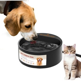 NAMSAN Heated Water Bowl for Outdoor Cats, 2.2L Heated Dog Bowl, Provides Drinkable Water in Winter, Heated Pet Drinker for Chickens Rabbits Birds Bath, Livestock Thermal Watering Trough, Black