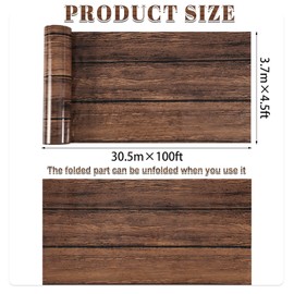 NatNarr 100 Ft x 54 Inch Wood Grain Plastic Tablecloth, Rustic Wood Backdrop Roll in Slide Cutter Box Disposable Vintage Farmhouse Table Cover for Cowboy Western Barn Birthday Baby Shower Party Decor
