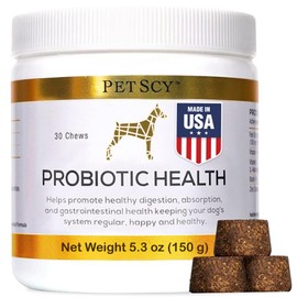 PetScy - Probiotic Chews for Dogs, Probiotic for Dogs of All Ages, Sizes & Breeds with Prebiotic Fiber and Pure Omega-3 | Improves Skin, Coat, and Gut Health, 30 Chews
