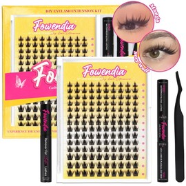 Fowendia Manga Lashes Cluster Lashes C D Curl DIY Lashes Extension Kit and California Sunset Wanna Be Freya Lash Clusters Fall Deals For You Campaign 8-18mm with Bond, Seal and Remover - Ultra-Thin Transparent Bands, Lash Magic Anime  Eyelashes:_Wanna-Be-Short