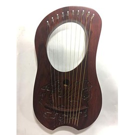 Lyre Harp 10 String Solid Wood Handmade Dragon Carved