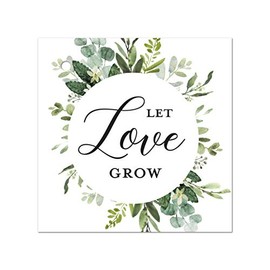 2" Square - Let Love Grow Plant Wedding and Bridal Shower Favor Tags - 48 Tags (Foliage Greenery)
