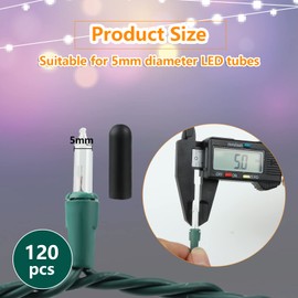 120 Pcs No Glow Caps For String Lights, Soft Rubber String Lights Cap, Christmas Blackout Light Cap Covers for 5mm Diameter Christmas LED String Lights to Hide The Extra Lights Not Needed（120 PCS）