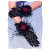 Campsis Lace Gloves Short Black Gloves Flora Rhinestone Glove for