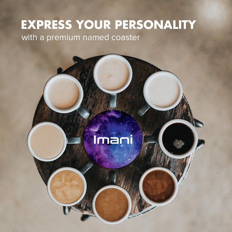 1 x Round Coaster - Name Imani Space Universe Galaxy