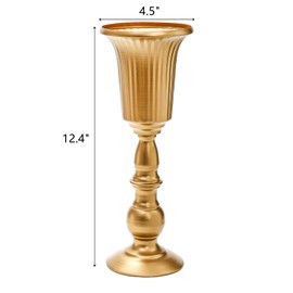 Frcctre 2 Pack Metal Wedding Flower Trumpet Vase, 12.4 Inch Tall Flower Stand, Decorative Centerpiece Artificial Flower Arrangements for Wedding, Birthday, Anniversary Ceremony, Home Decor