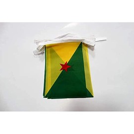 French Guiana 6 meters BUNTING Flag 20 flags 9'' x 6'' - French region of Guyane française STRING flags 15 x 21 cm - AZ FLAG