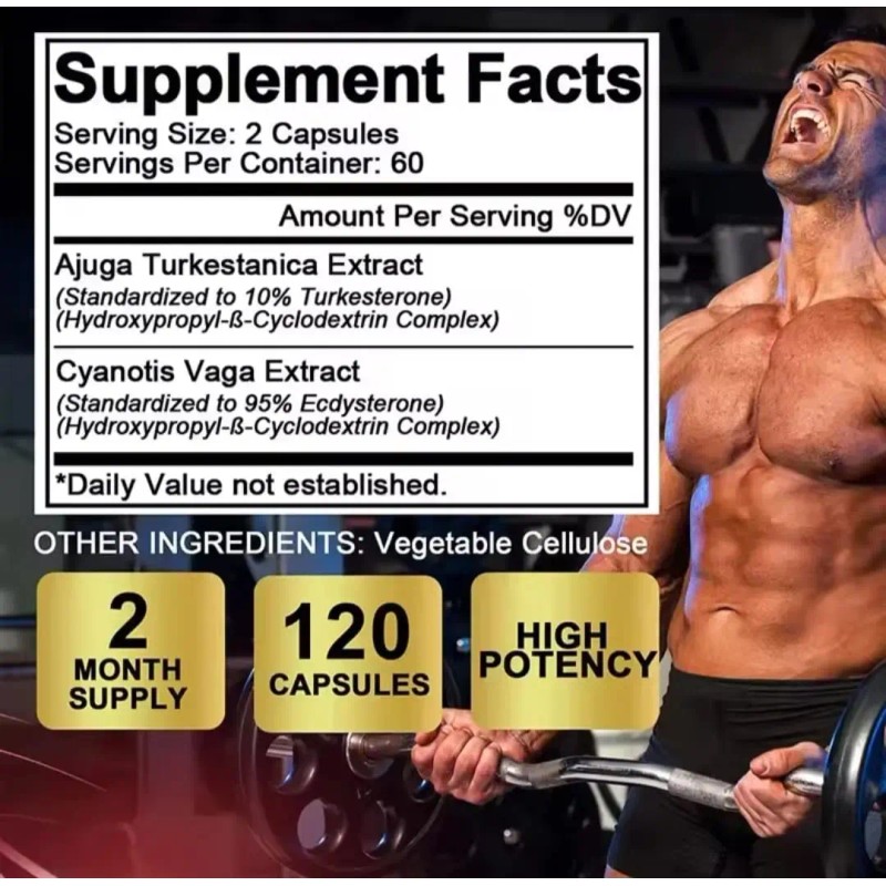Suplementos Turkesterona Ecdysterona 1000mg 120 Capsula
