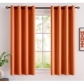 MIULEE Blackout Curtain Very Soft Solid Thermal Insulated Ring Top Decorative Darkening Curtain with Grommets for Living Room Bedroom Nursery 2 pieces 46" Wide by 54" Drop 117 x 137 cm Orange