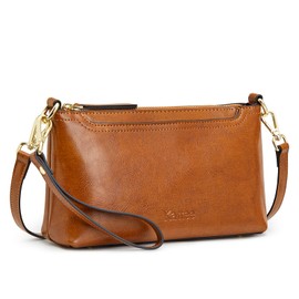 Kattee Leather Shoulder Bags for Women Trendy Small Shoulder Purses and Handbags Wristlet Clutch Purse with 2 Straps, light brown, 未古风格
