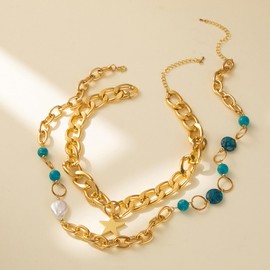 JAVARNV Stocking Stuffers Holiday Outfits for Women 2024 Star Necklace for Women Dainty Gold Necklace Gold Silver Moon Star Choker Necklace Moon Star Jewelry Trendy Stuff