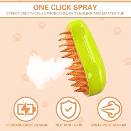 Maatouna Cat Steam Brush Steamy Dog Brush 3 In 1 Electric Massage Spray Cat Hair Brush