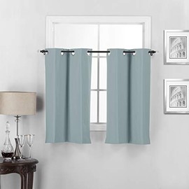 Interior Trends Midnight 2 Piece 100% Blackout Insulated Grommet Top Window Panel Curtain Drape Set (30" W x 36" L, Slate Blue)