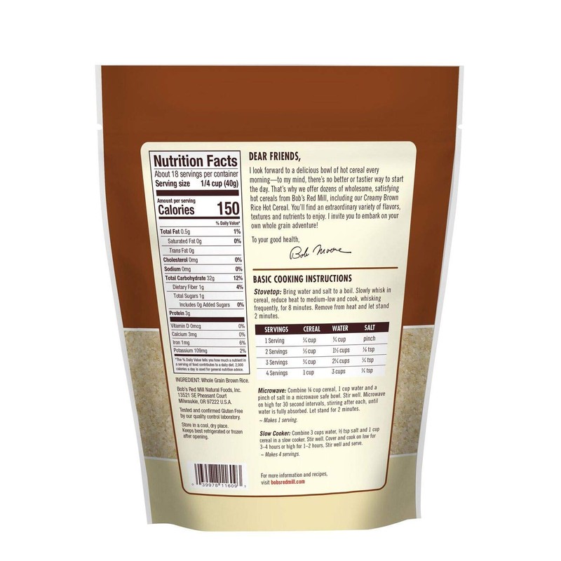 Bob's Red Mill Creamy Rice Farina Hot Cereal, Brown, 26