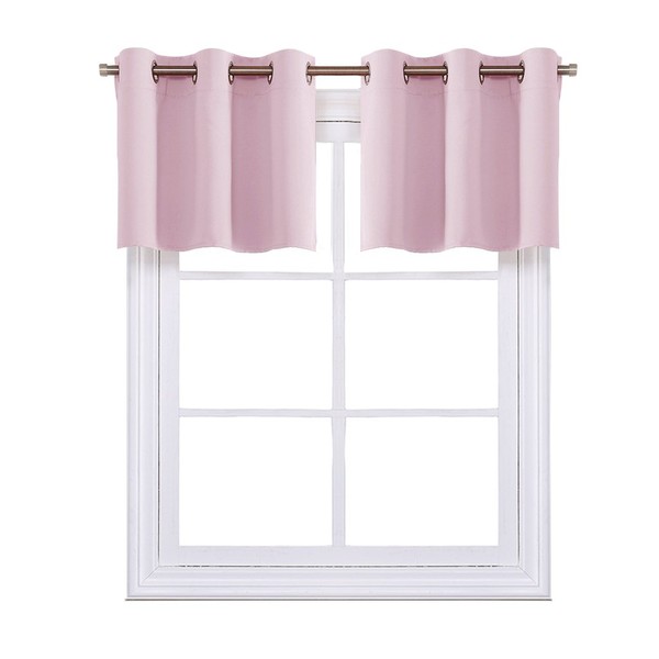 NICETOWN Baby Pink Window Treatment Valance - Thermal Insulated Eyelet