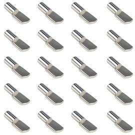 WINKING MOON 5mm Cabinet Shelf Pegs Spoon Shape Nickel Plated Metal Support Pins for Bookshelf Kitchen Furniture Adjustable Wood Shelves Holder (Pack of 80)