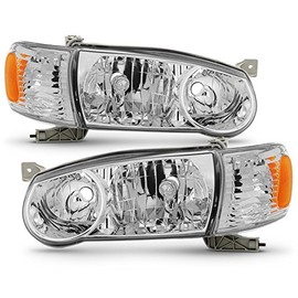 AKKON - For 2001-2002 Toyota Corolla E110 OE Style Headlights Replacements Chrome Housing - Pair