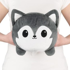 TeeTurtle - Original Reversible Big Wolf Plushie - Gray - Huggable and Soft Sensory Fidget Toy Stuffed Animals That Show Your Mood