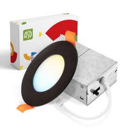 ASD 3 Inch LED Recessed Light | 2700K/3000K/3500K/4000K/5000K, 6W 30W Eqv | Ultra Thin Dimmable Ceiling Lights with J Box, Canless Wafer Downlight | Round Slim Panel Lighting - UL Energy Star, 1 Pack