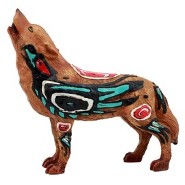 Ebros Gift Native Tribal Howling Wolf Totem Spirit Figurine Collection 6.25" L (Raven Crow)