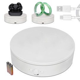 Rotating Display Stand with USB Power Cable, 360 Degree Motorized Turntable Adjustable Speed and Direction, Photography Spinning Platform Used for Jewelry, Shoes Shooting and Display (white, 4.53")