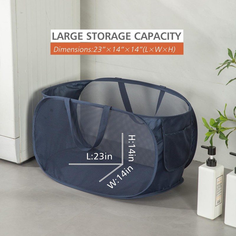HONOMA Sturdy Mesh Laundry Hamper Basket Bag,Pop up Basket with