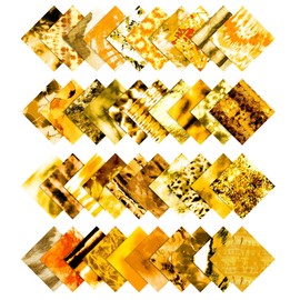 Soimoi Precut 10-inch Tie & Dye Prints Cotton Fabric Bundle Quilting Squares Charm Pack DIY Patchwork Sewing Craft- Yellow
