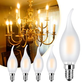 Ivyemons Dimmable CA11 E12 LED Candelabra Bulb, 40W Equivalent Frosted Chandelier Light Bulb, 4W 2700K Warm White 450LM CA11 Flame Tip Vintage Filament Candle Light, 4 Pack