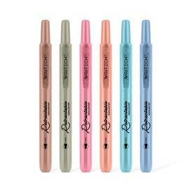 WRITECH Retractable Highlighters Assorted Colors: Chisel Tip Click Aesthetic Highlighter Marker Pens Pack Multi Colored Ink No Bleed Smear for Highlighting Journaling (6ct Vintage)