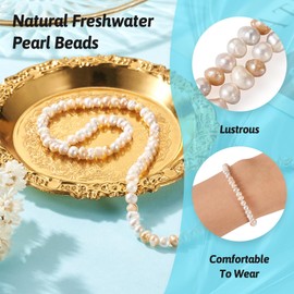Fashewelry 90pcs Natural Freshwater Pearl Beads 3-4.5mm irregular Round Pearl Craft Beads Genuine Pearls for DIY Jewelry Making (Seashell Color)
