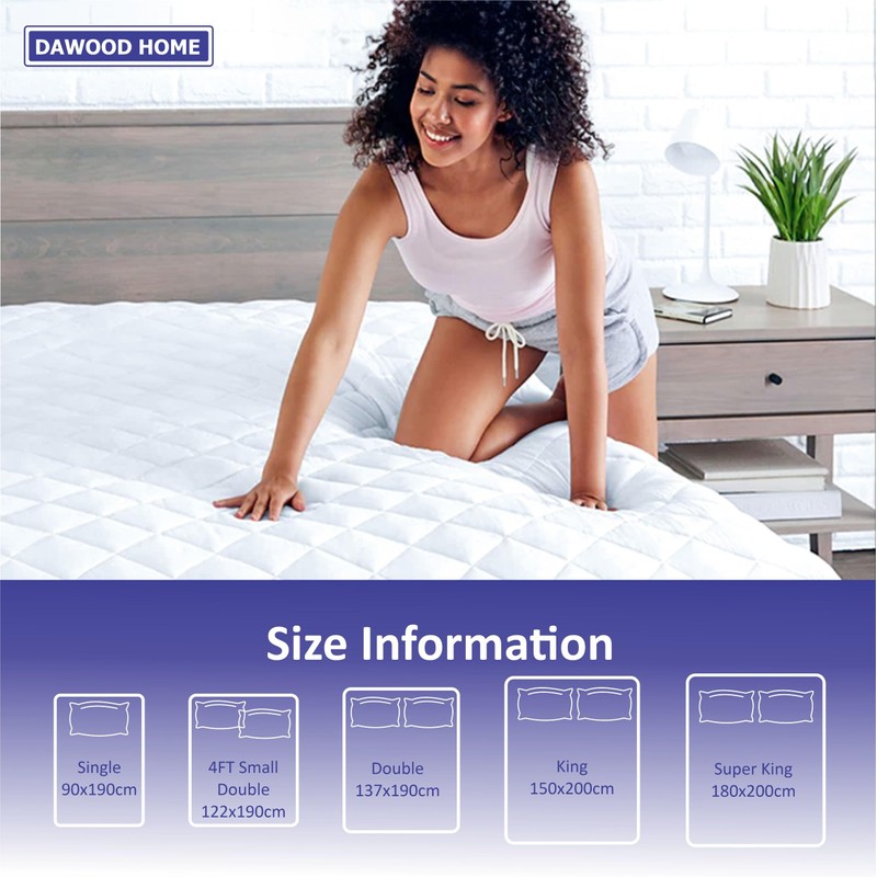 Dawood Home Quilted Waterproof Double Mattress Protector, Noiseless & Hypoallergenic