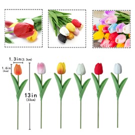 Fodofodo 15PCS Artificial Tulips Flowers,Real Touch 14" Silk Fake Tulips,Bulk Fake Flowers,Faux Flowers,Artificial Flowers for Home Kitchen Office Dining Room Wedding Decorations (White)