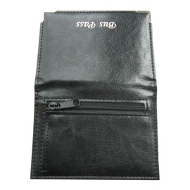 Lorenz Leather Effect Grained PU Bus Pass Cover Holder with Zip up Coin Pocket - Black