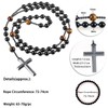 KYEYGWO Hematite Long Beaded Cross Necklace for Men Women, Catholic