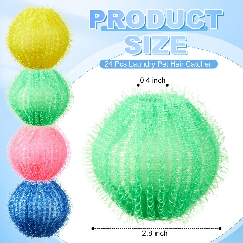 24 Pcs Pet Hair Remover for Laundry Catcher Balls Reusable