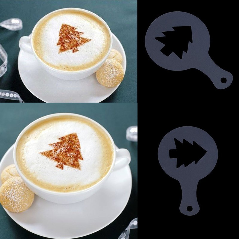 16 Pieces Cappuccino Stencils, Barista Stencil Cappuccino Decorator, Plastic Coffee