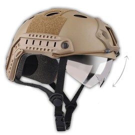 H World EU SWAT Style Combat Helmet with Goggles for CQB Melee Paintball Replica Military Gear Men DE