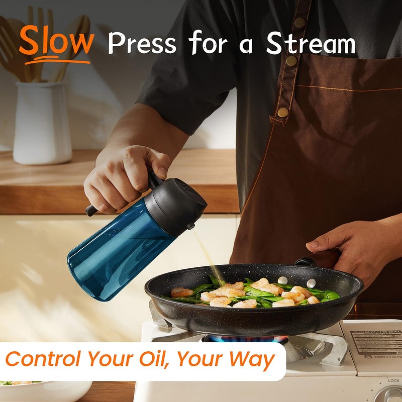 TrendPlain 16oz/470ml Blue Glass Olive Oil Sprayer for Cooking -