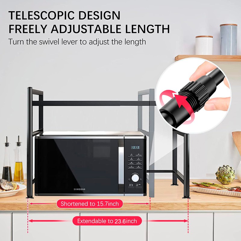 LFGKeng Microwave Oven Rack, Double Layer Carbon Steel Adjustable Microwave