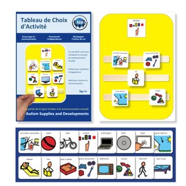 Tableau de Choix d’Activités Non Verbal -16 Pictogrammes Autisme - Emploi du Temps/Rituel Enfant - Maternelle, TSA/TDAH Outil