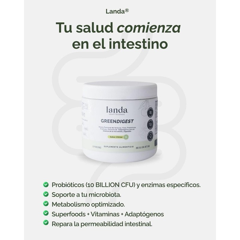 LANDA GreenDigest Mix Verde en Polvo con Probióticos 10 Billion